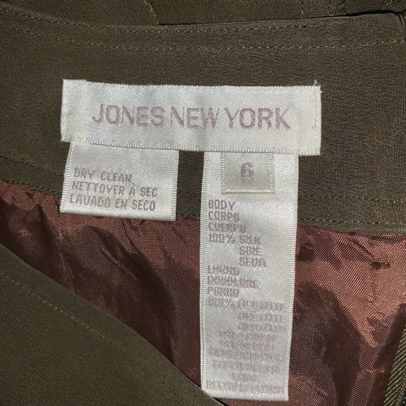 Vintage Jones New York 3 piece suit Green 100% Silk Skirt& Jacket 12 Skirt 6 - Picture 6 of 11